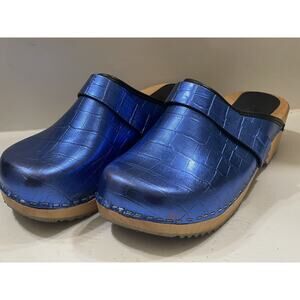 Metallic Blue Swedish Clogs